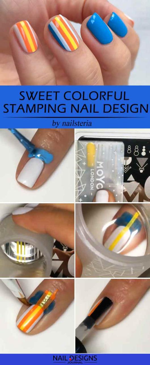 Sweet Colorful Stamping Nail Design