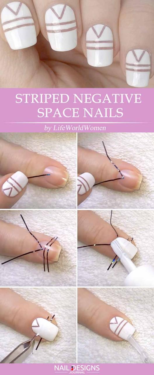 Striped Negative Space Nails