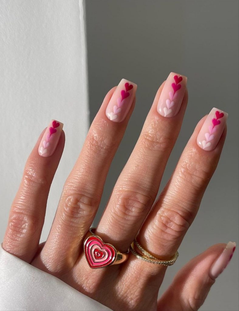 Pretty Valentine's Day heart nails for February manicures 2024