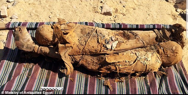 Archaeological mission head Patrizia Piacentini of the University of Milan said that among the mummies were two that were 'superimposed' and thought to be that of a mother and child