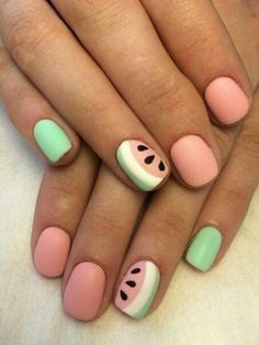 Matte Watermelon Cute Nail Design