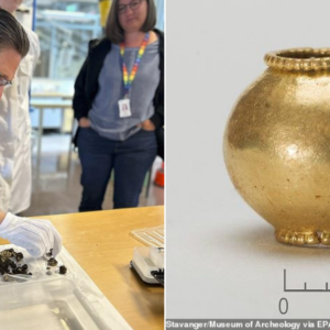 A lucky amateur metal detectorist has made the “gold discovery of the century” including 9 pendants, 3 rings and 10 gold pearls dating back to the Roman Empire about 1500 years ago