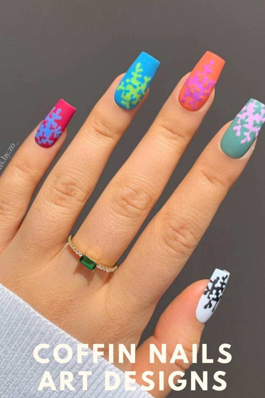 Spring coffin nails art designs