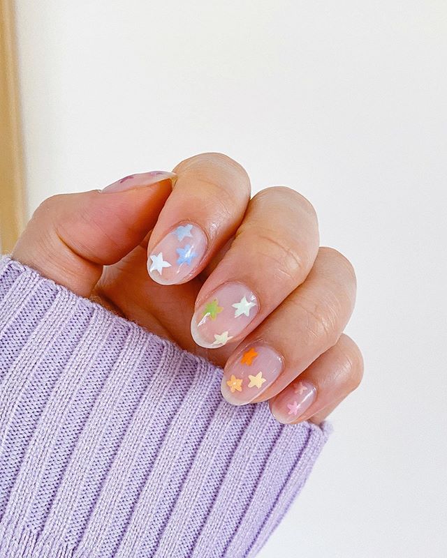 Wendy on Instagram: “Pastel stars ⭐️🌈💫” | Fan nails, Nails, Nail designs