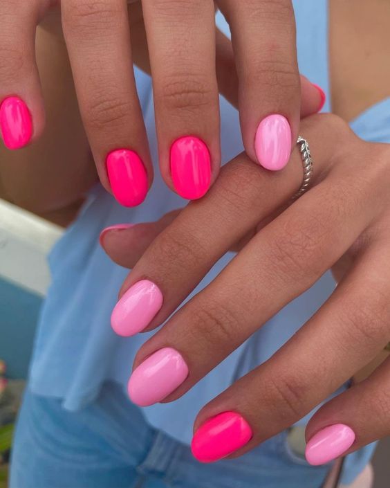  pink short summer nails