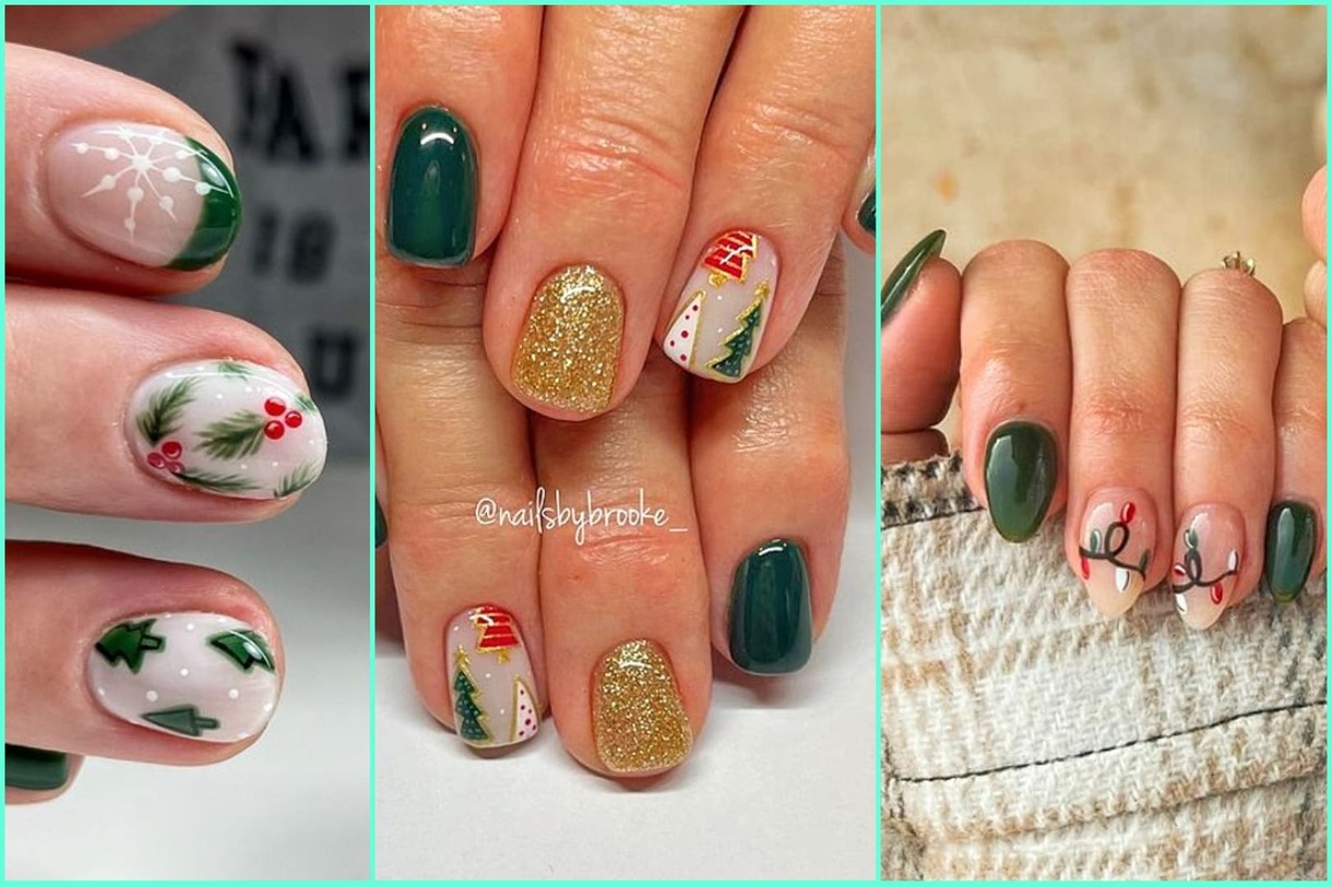 Green XMas Nails inspos