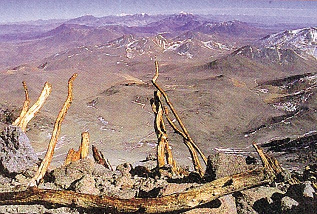 The view from the summit of Llullaillaco volcano where the children where found