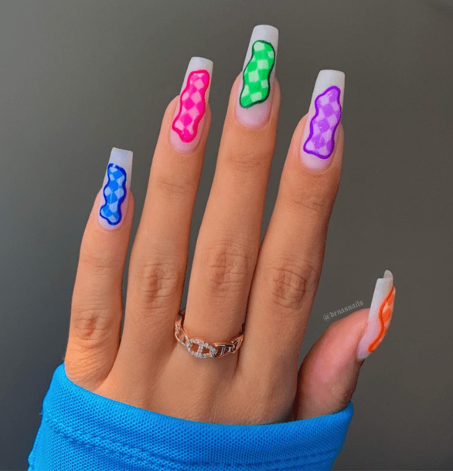 Bright summer coffin nails