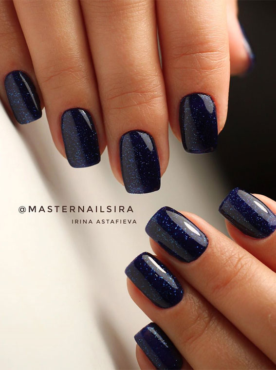 navy blue nails, dark nail colours, dark nail designs, elegant nail designs