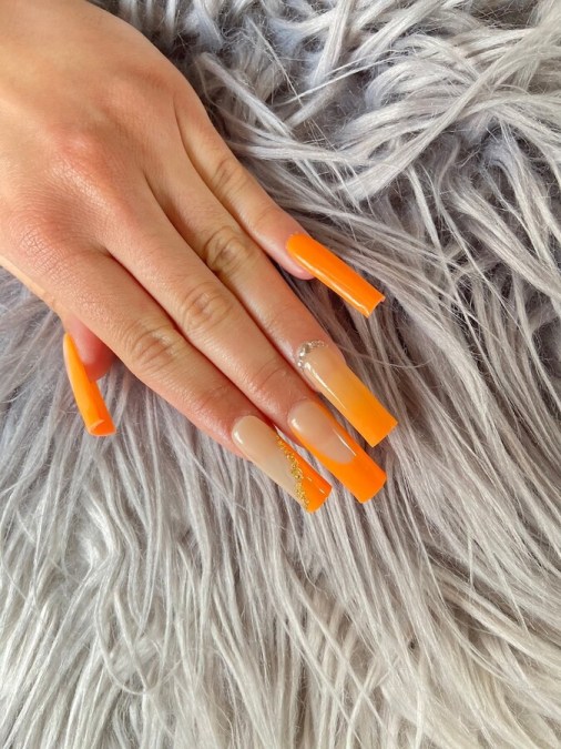 orange nails, 	orange nail designs, 	orange french nails, orange nail art, 