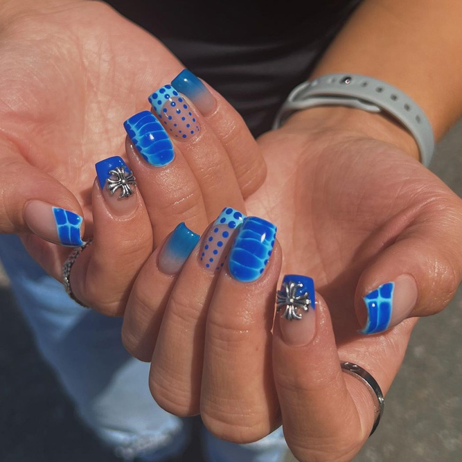 Blue Short Coffin Nails