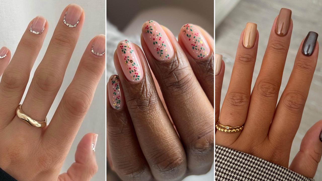 winter nail art inspiration including disco cuticles festive confetti and chocolate chrome