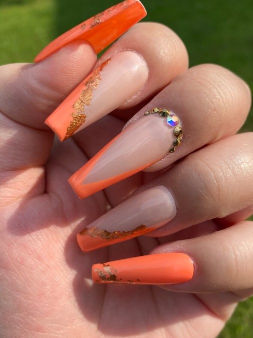 orange nails, 	orange nail designs, 	orange french nails, orange nail art, 