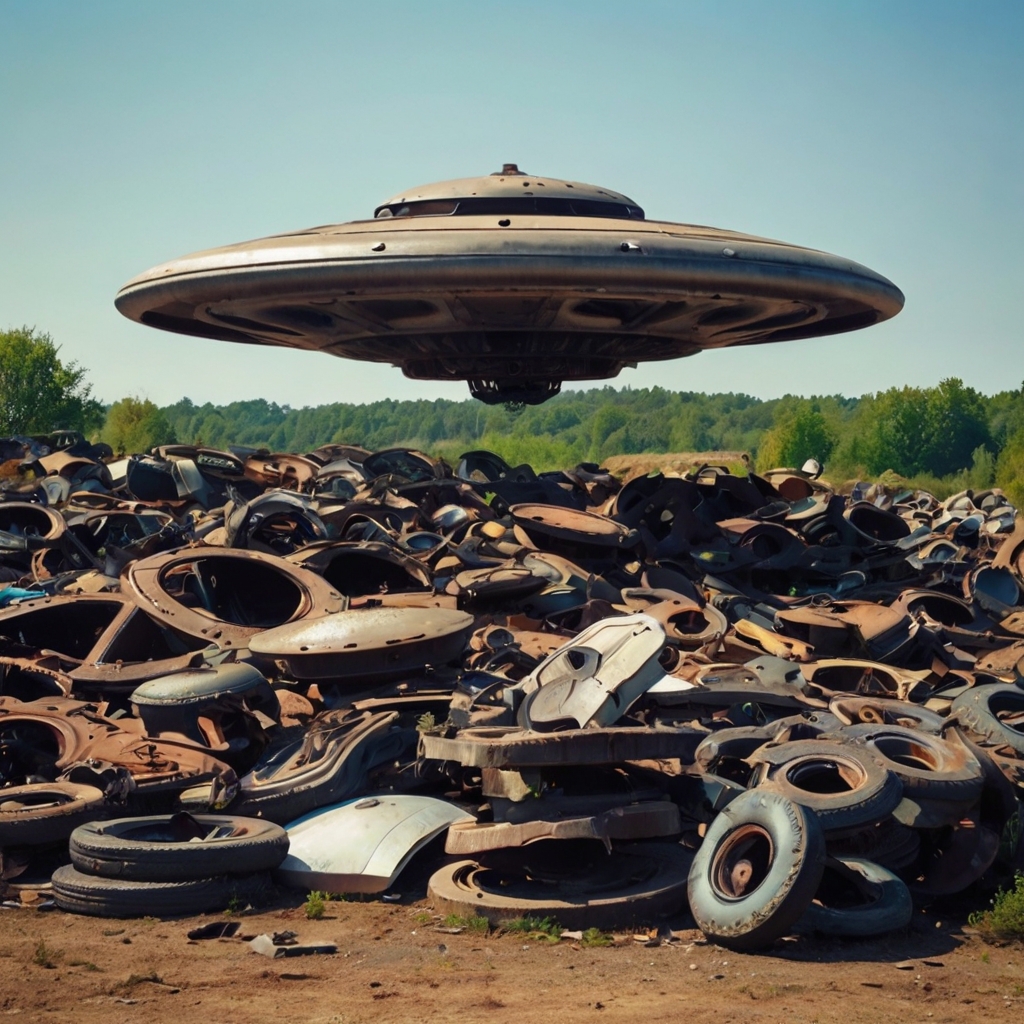 UFO lurking in the middle of a scrap yard