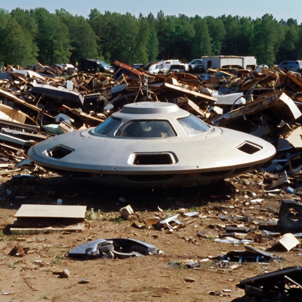 UFO lurking in the middle of a scrap yard