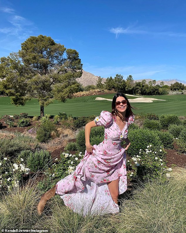 Radiant: Kendall Jenner glowed while rocking a pretty pink Rodarte dress in an Easter Sunday Instagram post