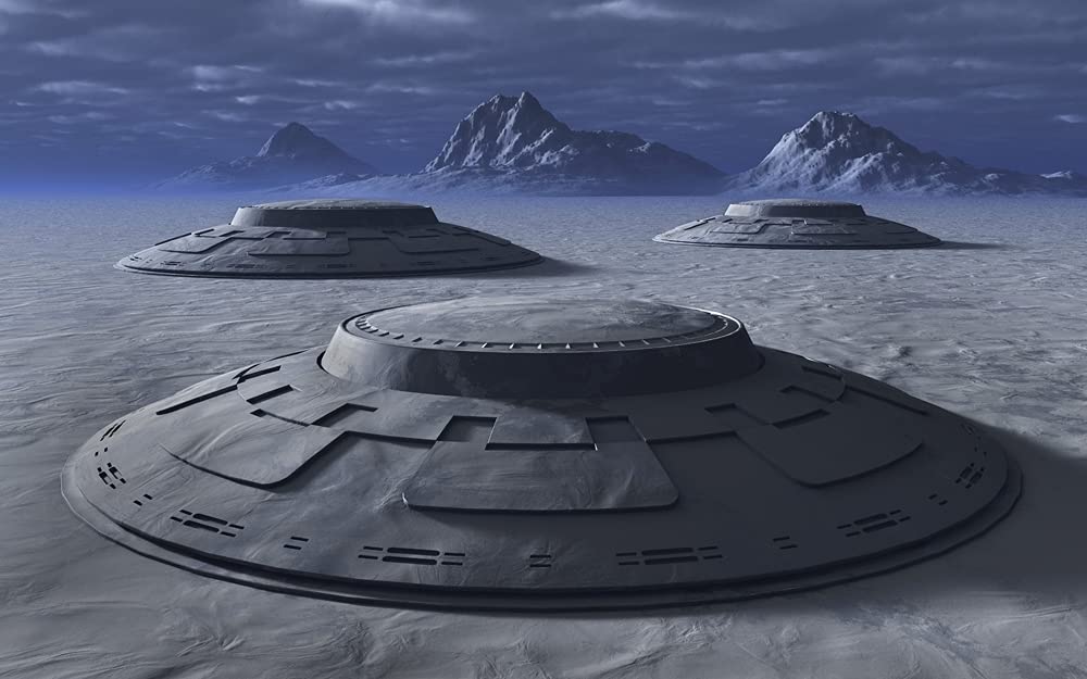 Amazon.com: Giant alien flying saucers on the ground in Antarctica Poster Print by Mark StevensonStocktrek Images (17 x 11): Posters & Prints