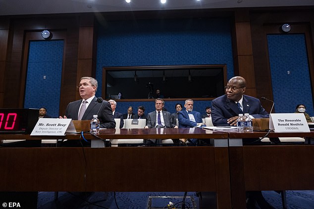 During the first public hearings on UFOs in over half a century, back in May 2022, Congress grilled Pentagon officials (pictured) over UFOs and America's nuclear weapons security. Air Force witnesses were 'shocked' to see those Pentagon officials plead ignorance on the events