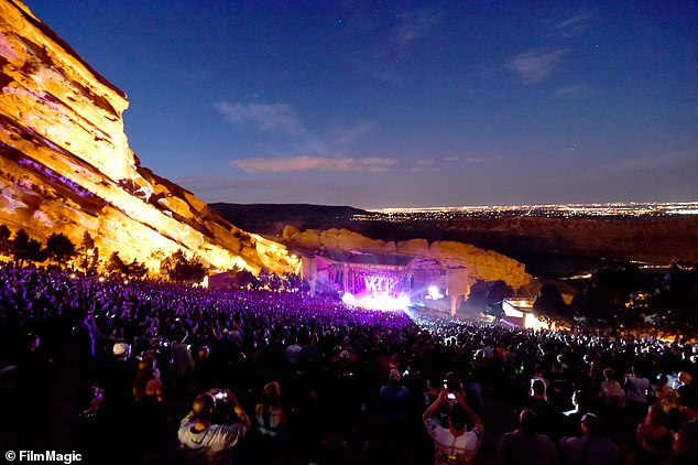 The 'hopeful skeptic' said the reported UFO was only visible for about 30 seconds and that it had three levels of windows. (pictured: Stock image of amphitheater)