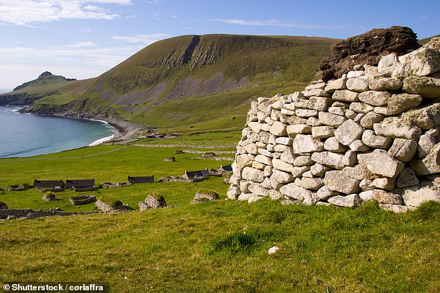 Their analysis highlights 50 sites at risk – including four in the UK. Pictured: the archipelago of St Kilda, Outer Hebrides