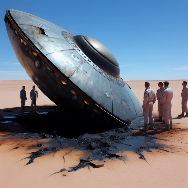 UFO crashlanded on Earth image | Premium AI-generated image