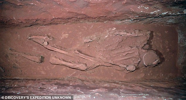 The grail was found alongside the bodies of 12 people (pictured) inside a hidden tomb. Archaeologists are still clueless about the idee 12 people may be