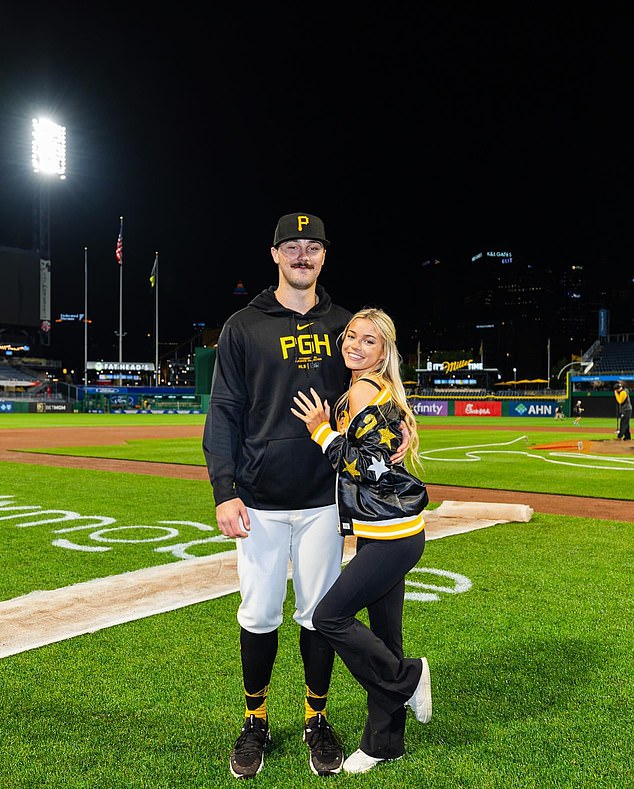 Olivia Dunne (R) was left amazed by fans' Halloween homage to her and Paul Skenes (L)