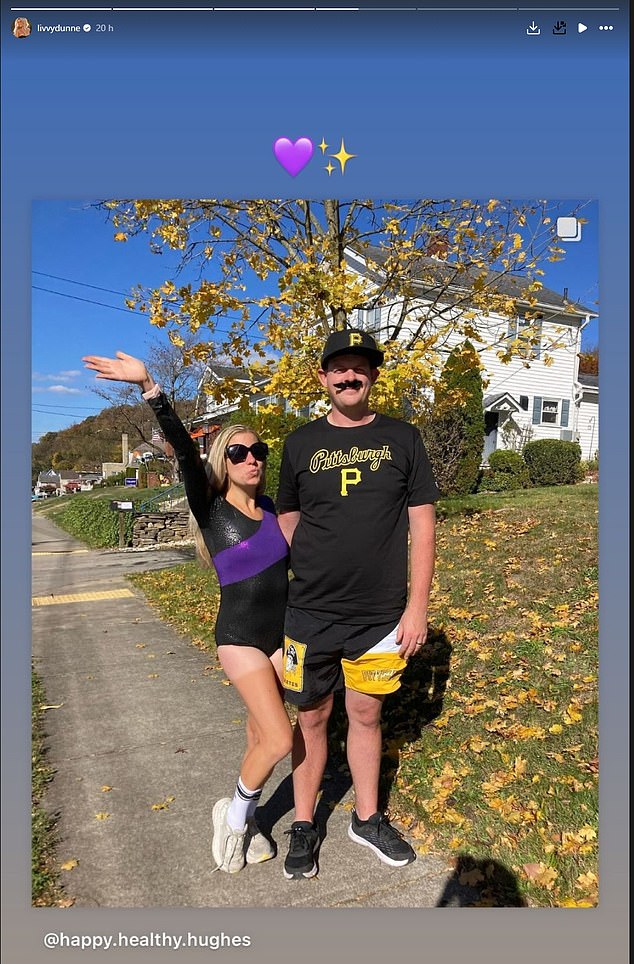 Many girlfriends sported leotards in purple and gold - the Tigers ' signature colors