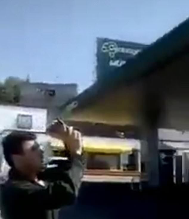 A resident in Mexico was among many who paused at a gas station to record the alleged sighting of a UFO