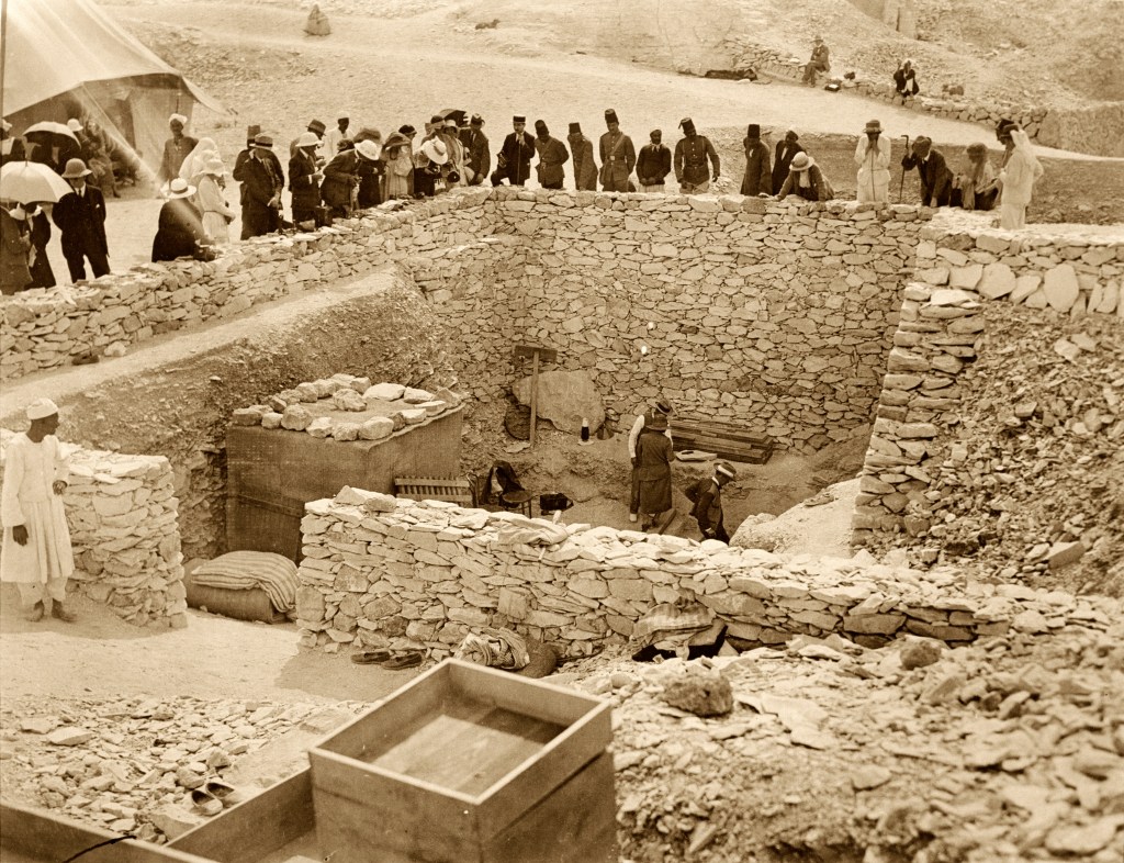 Outside the tomb of Tutankhamun, Valley of the Kings, Egypt, 1922.