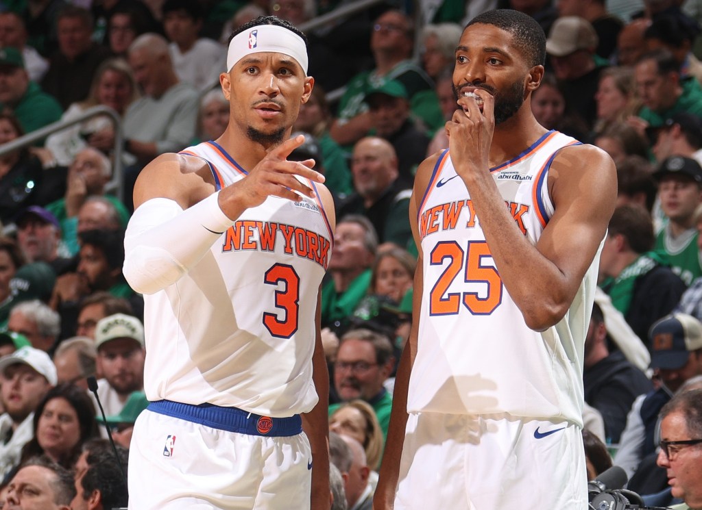 Mikal Bridges (right, with Josh Hart) said he is "excited" to be playing his first regular season game in Madison Square Garden as a Knick.