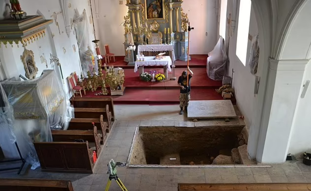 The church was undergoing conservation work when the tomb was found