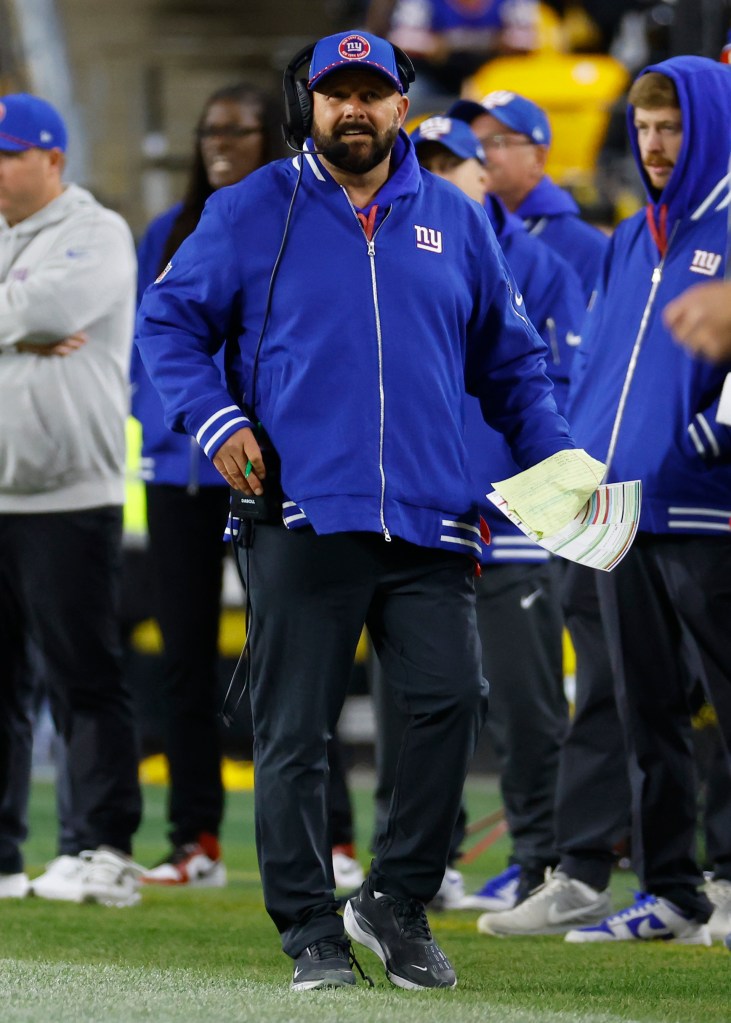 Giants head coach Brian Daboll on the sideline during a loss to the Steelers on Oct. 28, 2024.