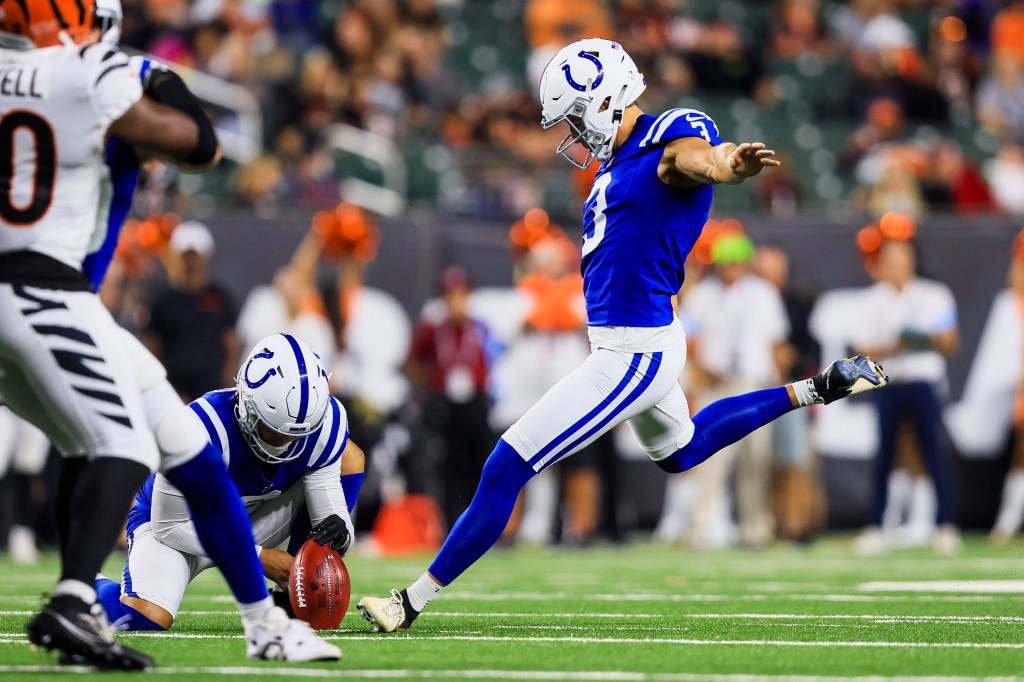 The Jets signed former Colts kicker Spencer Shrader (3) to their practice squad.