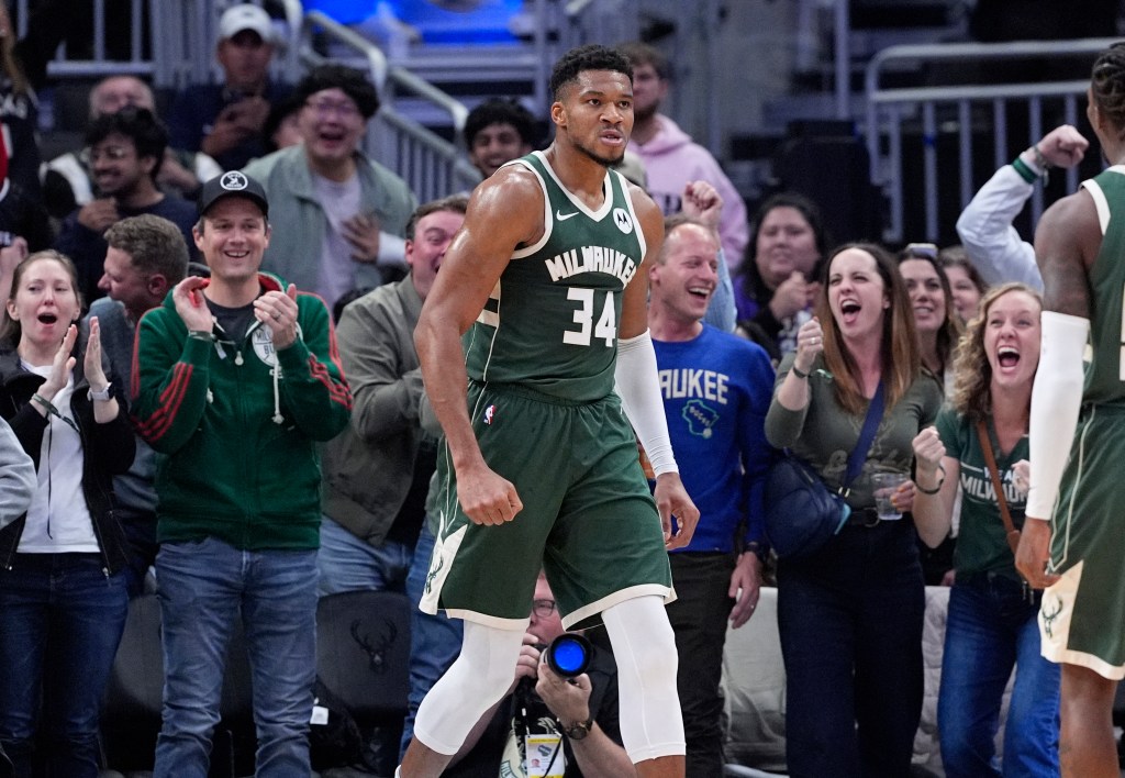 Bucks forward Giannis Antetokounmpo awaits the Nets in their home opener.