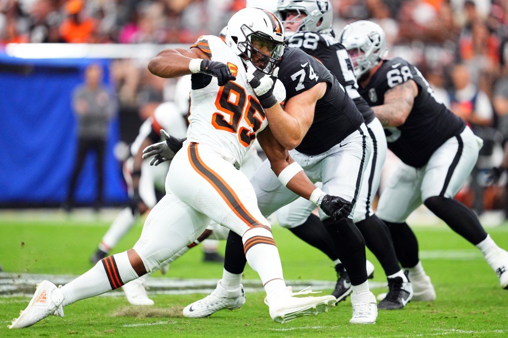 Myles Garrett (95) in action against the Raiders in September 2024.