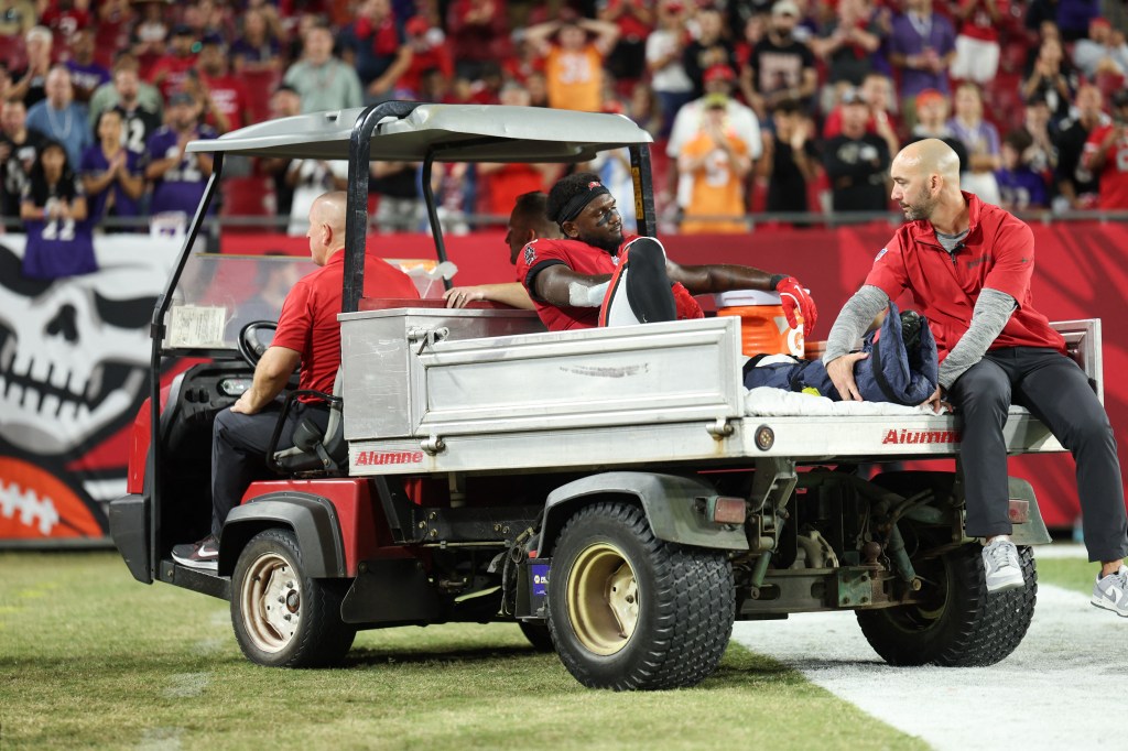 Chris Godwin being carted off the field Monday night.