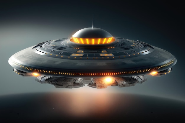 UFO on a white background Flying Saucer Futuristic technological concept Transport of the future | Premium AI-generated image