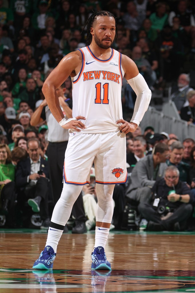 Jalen Brunson looks on during the Knicks-Celtics game on Oct. 22, 2024. 