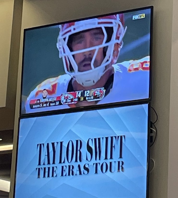 Kansas City Chiefs game playing at Taylor Swift's Eras Tour stop in Miami.