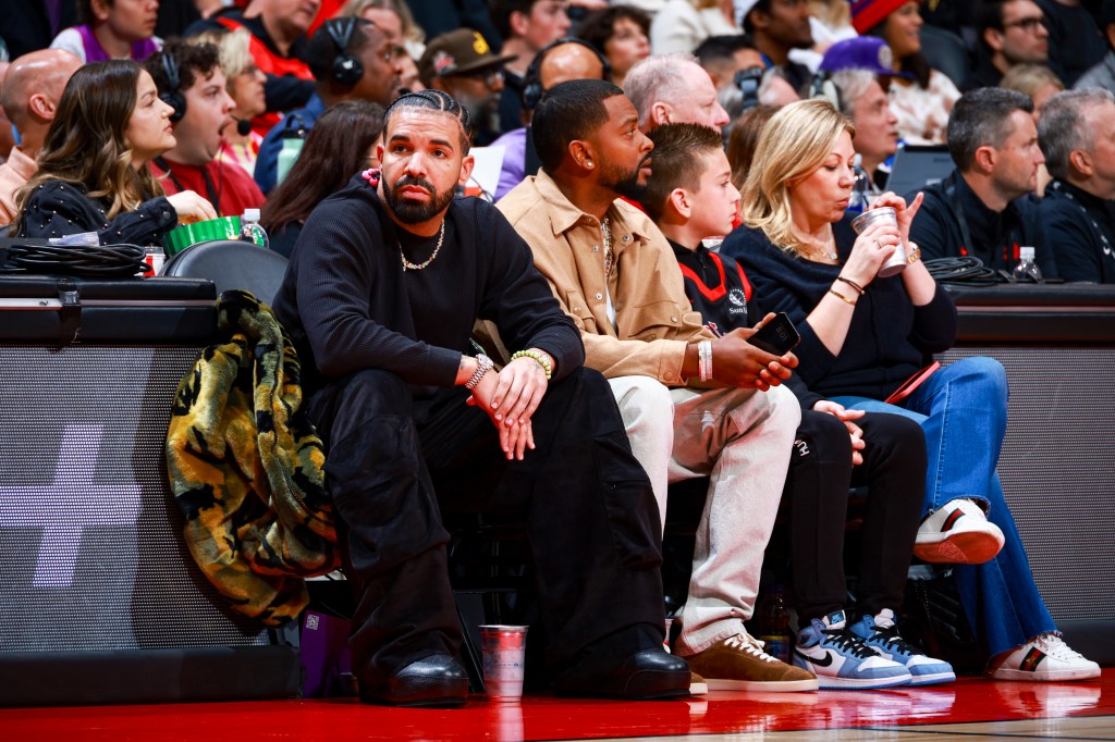 Drake attends the game between the Sacramento Kings and Toronto Raptors on November 2, 2024 at the Scotiabank Arena in Toronto, Ontario, Canada. 