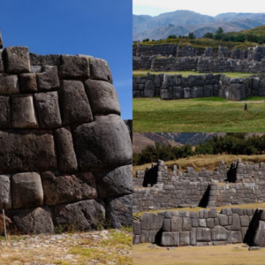 Paths and stone roads inside the fortress of Sacsayhuaman. Everything is made with carved stone blocks. City of Cusco, Peru