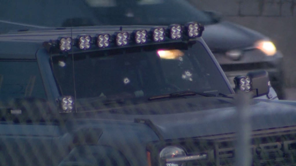 Josh Reynolds' Ford Bronco full of bullet holes after he was sH๏τ earlier this month.