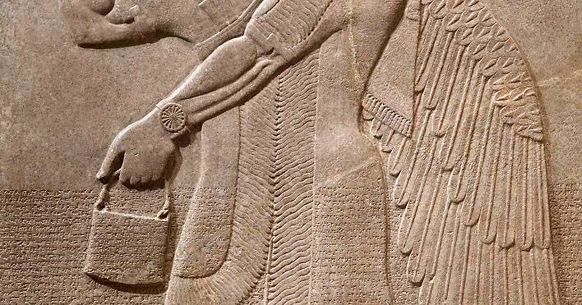 ᴀssyrian relief carving, circa 883 to 859 BC, which includes a representation which looks surprisingly similar to modern-day handbags. Source: Public domain