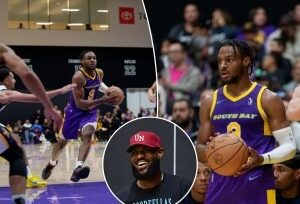 Bronny James’ hyped G League debut brings out LeBron James, Anthony Davis