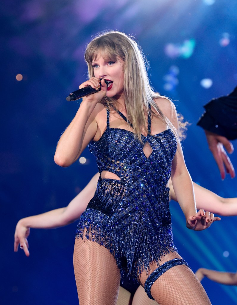 Taylor Swift performs onstage during the Eras Tour at Lucas Oil Stadium on November 1, 2024 in Indianapolis, Indiana. 