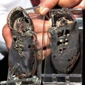 A pair of 2,000 year-old Roman children’s shoes found in the ruins of Palmyra, Syria.