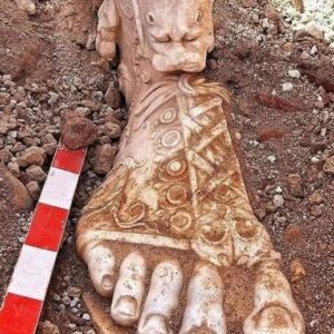 Foot of a marble sculpture of Marcus Aurelius unearthed in Southern Turkey.