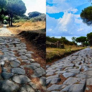 The Appian Way, road built in 312 BC in Italy by the Romans