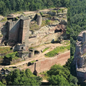 Built in the shape of 52 m long boat, Fleckenstein Castle is a ruined castle in the commune of Lembach, France. A castle is known to have existed on the site in 1165.